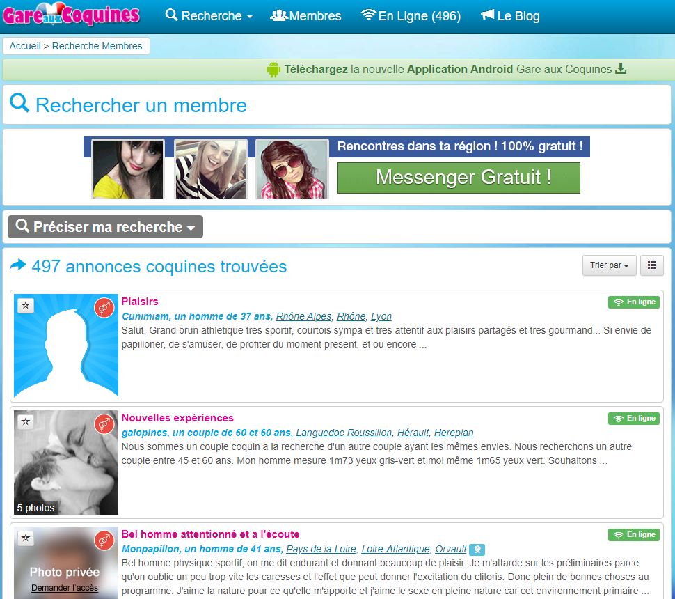 gare aux coquines membres en ligne