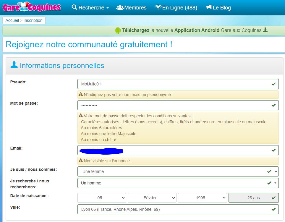 inscription sur gare aux coquines