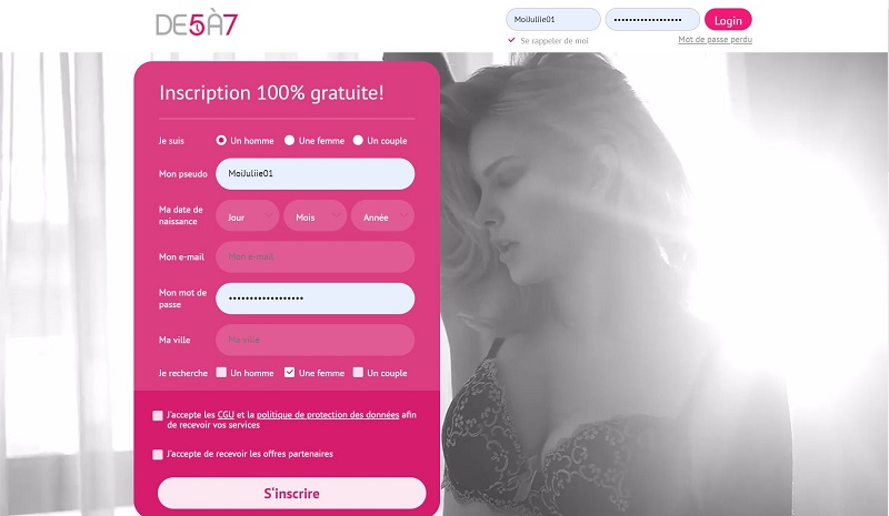 page d'accueil de 5à7