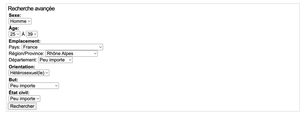 filtre de recherche jecontacte
