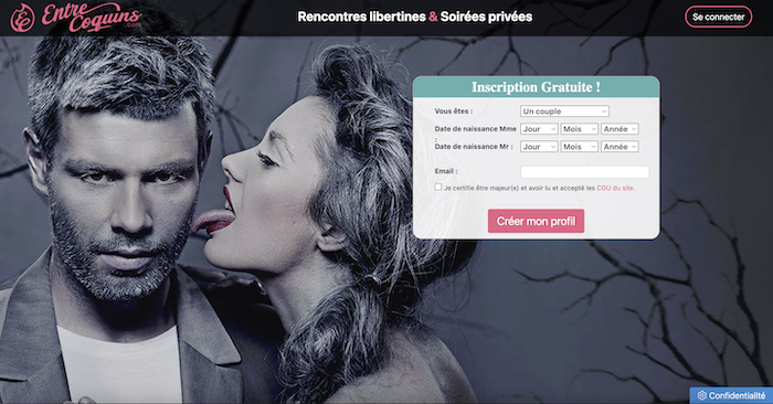 page d'inscription d'entrecoquins