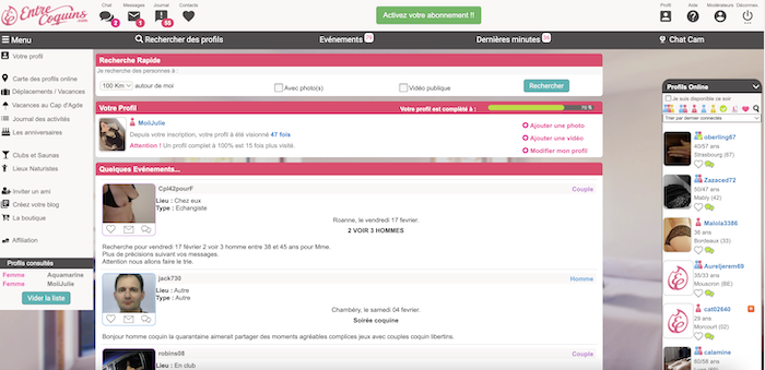 page d'accueil du site de rencontre entrecoquins