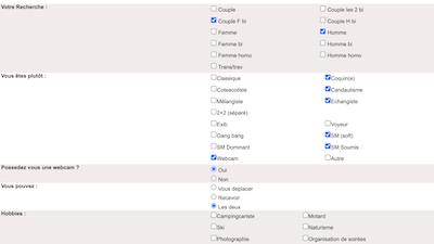 critères de recherche du site de rencontres libertines entrecoquins